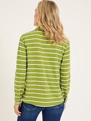 FatFace Paige Green 100% Cotton Stripe Jersey Shirt - Image 2 of 5