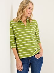 FatFace Paige Green 100% Cotton Stripe Jersey Shirt - Image 3 of 5