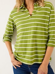 FatFace Paige Green 100% Cotton Stripe Jersey Shirt - Image 4 of 5