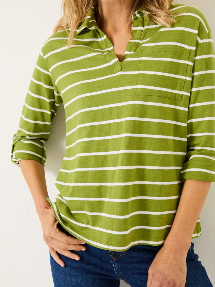 FatFace Paige Green 100% Cotton Stripe Jersey Shirt - Image 4 of 5