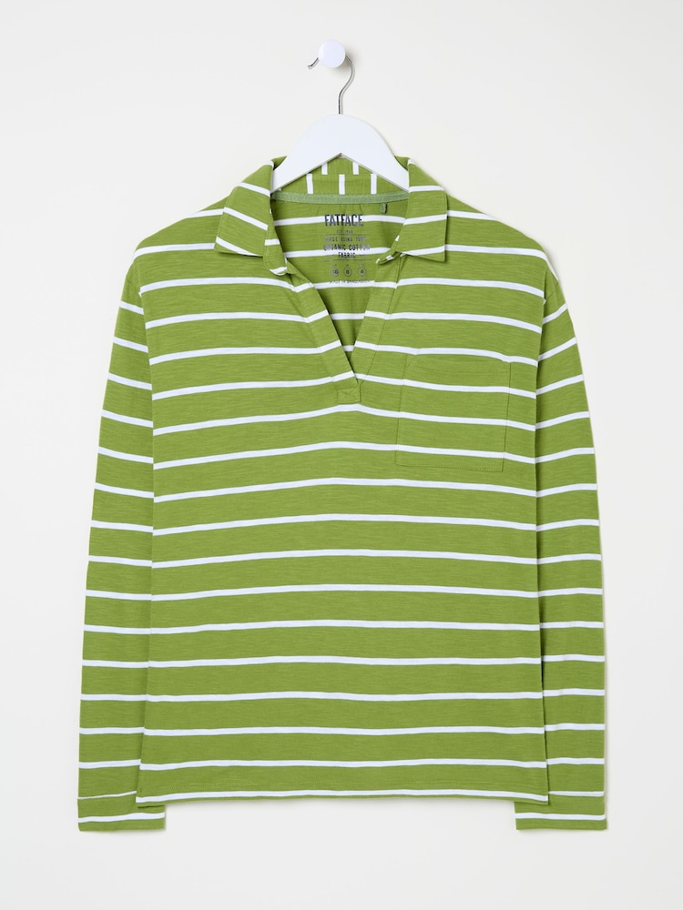 FatFace Paige Green 100% Cotton Stripe Jersey Shirt - Image 5 of 5
