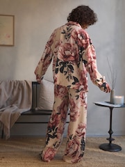 Ecru Floral Linen Blend Button Through Pyjamas - Image 4 of 6