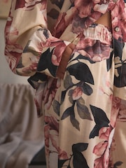 Ecru Floral Linen Blend Button Through Pyjamas - Image 5 of 6