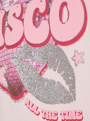 River Island Pink Disco All The Time Crop T-Shirt - Image 3 of 4