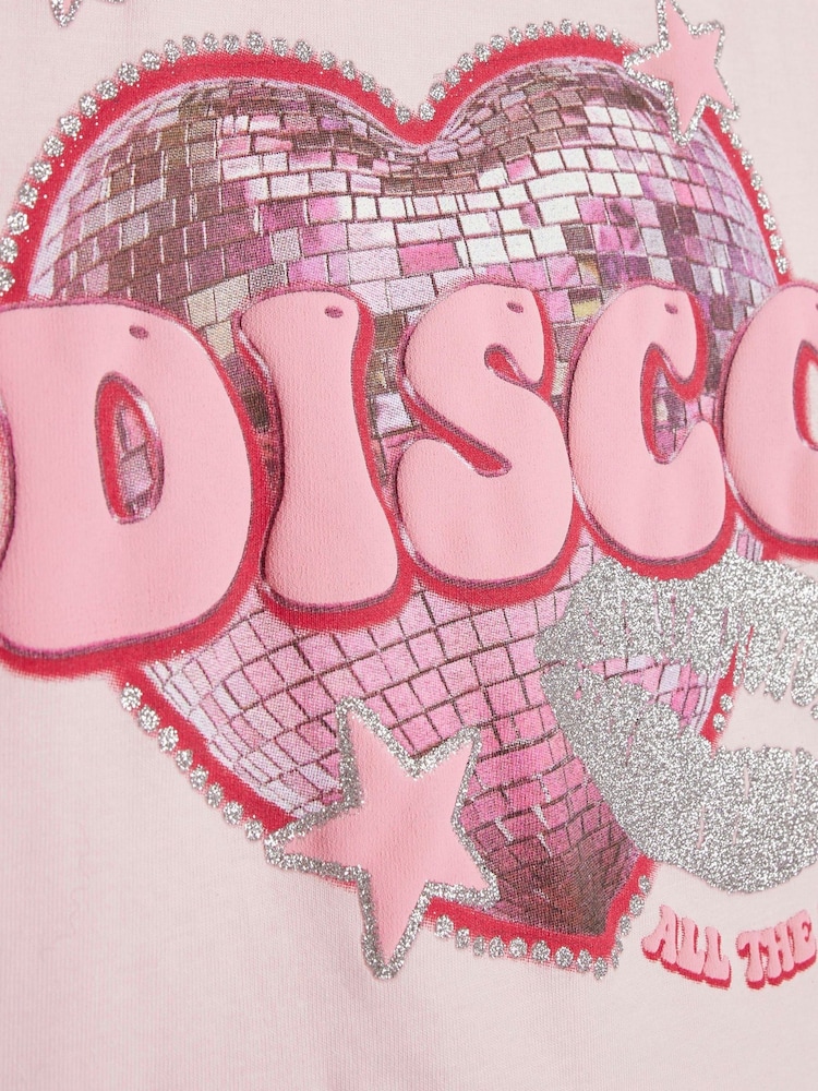 River Island Pink Disco All The Time Crop T-Shirt - Image 4 of 4