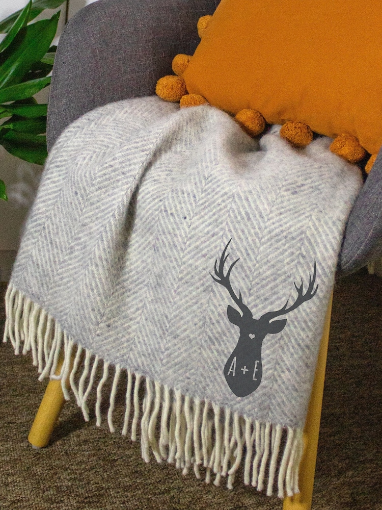 Grey Personalised Stag Throw by Jonnys Sister - Image 1 of 4