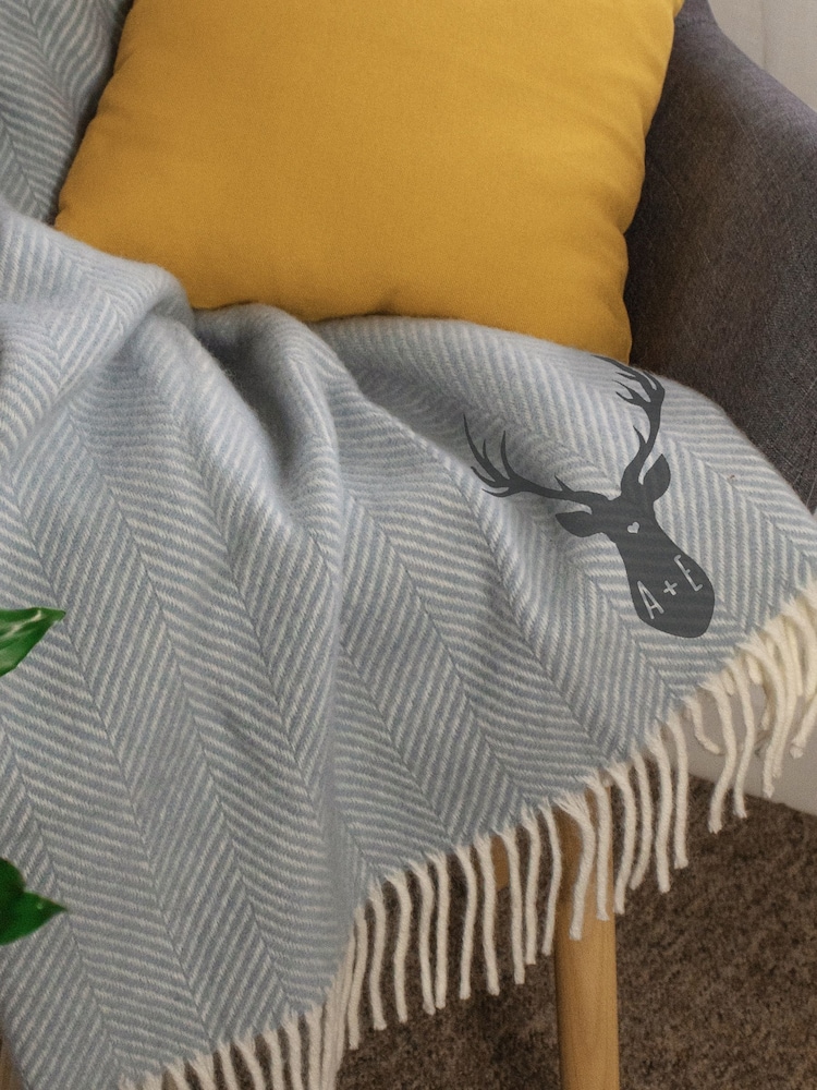Grey Personalised Stag Throw by Jonnys Sister - Image 2 of 4