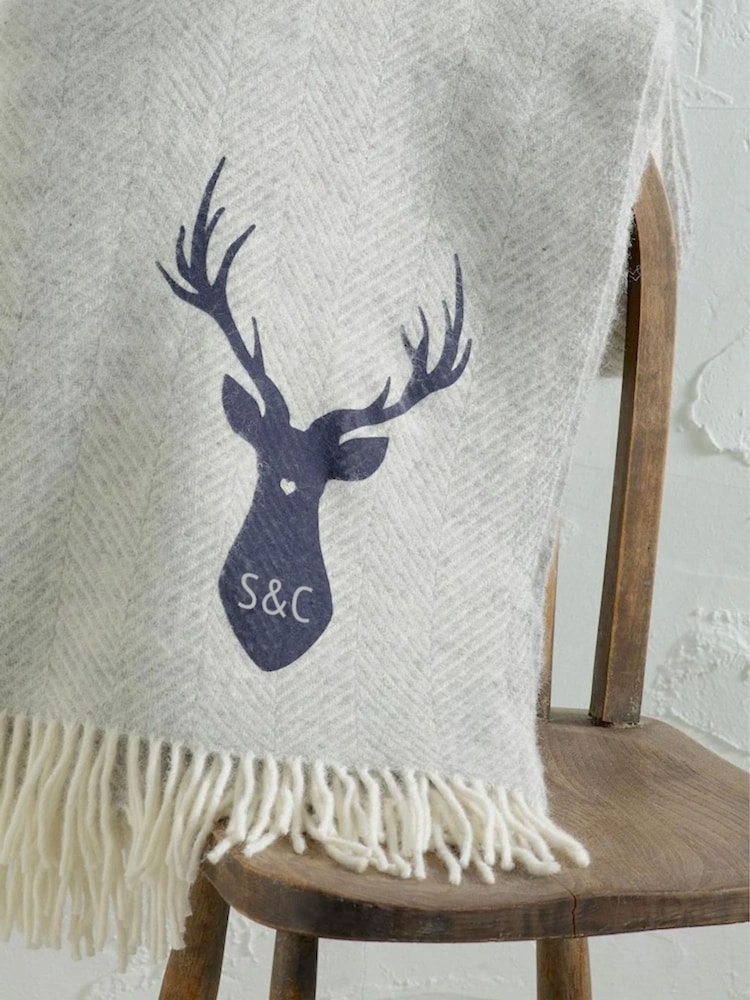 Grey Personalised Stag Throw by Jonnys Sister - Image 4 of 4