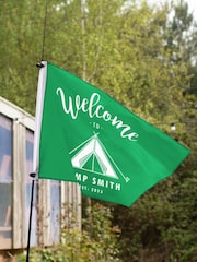 Green Personalised Camping Flag with Pole and Toggles by Jonnys Sister - Image 2 of 3
