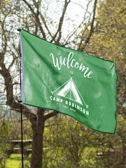 Green Personalised Camping Flag with Pole and Toggles by Jonnys Sister - Image 3 of 3