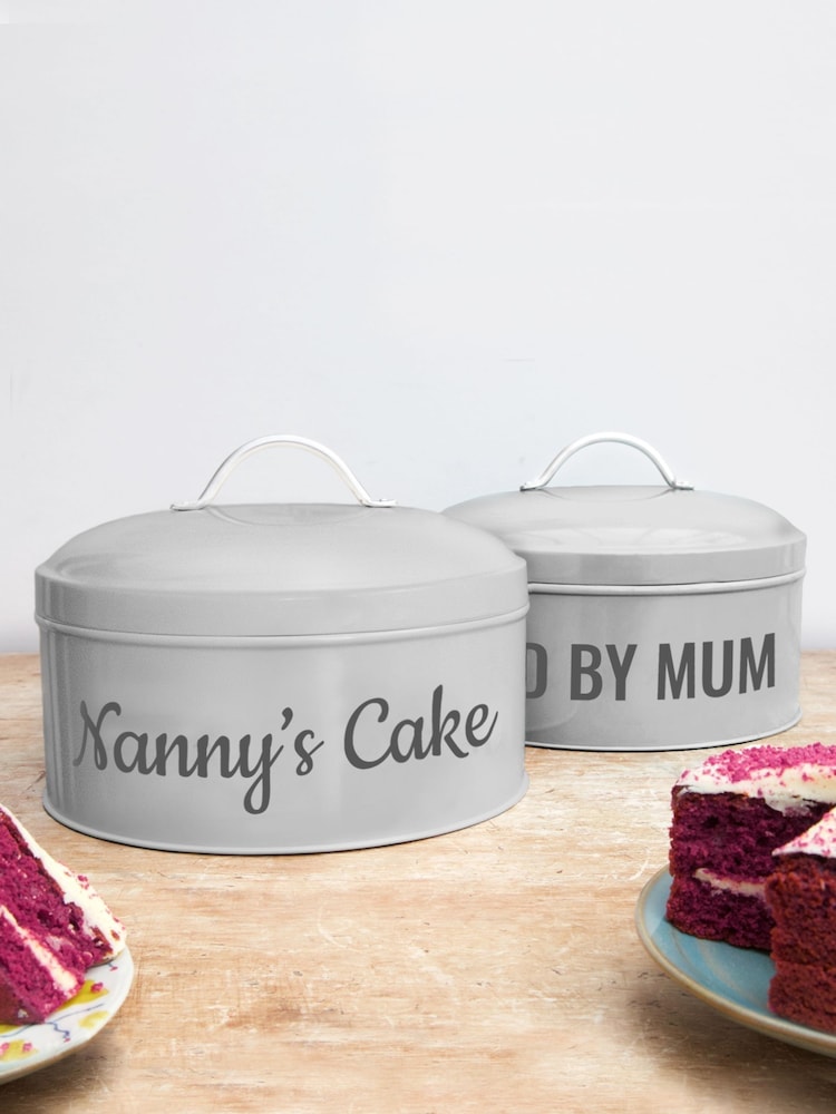 Personalised Grey Cake Tin by Jonnys Sister - Image 1 of 2