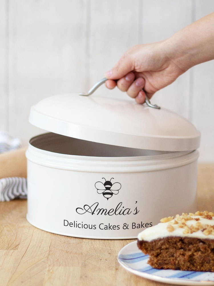 Cream Personalised Bee Cake Tin by Jonnys Sister - Image 1 of 2