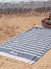100% Cotton Personalised Striped Hammam Beach Towel by Jonnys Sister - Image 1 of 3