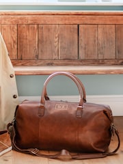 Jonnys Sister Personalised Nuhide Travel Holdall with Strap - Image 1 of 5