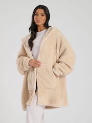 Loungeable Cream Sherpa Zip Through Snuggle Hoodie - Image 4 of 5