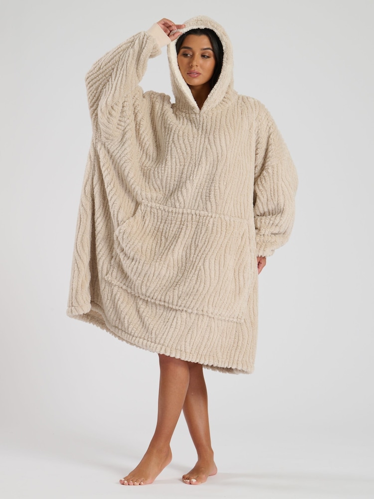 Loungeable Brown Wavy Cut Sherpa Snuggle Hoodie - Image 2 of 4