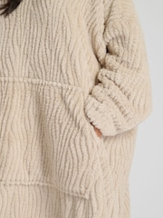 Loungeable Brown Wavy Cut Sherpa Snuggle Hoodie - Image 3 of 4