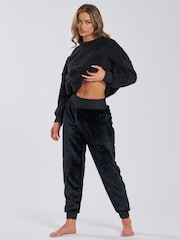 Loungeable Black Borg Removeable Snood Jumper and Luxury Fleece Jogger Lounge Set - Image 5 of 6