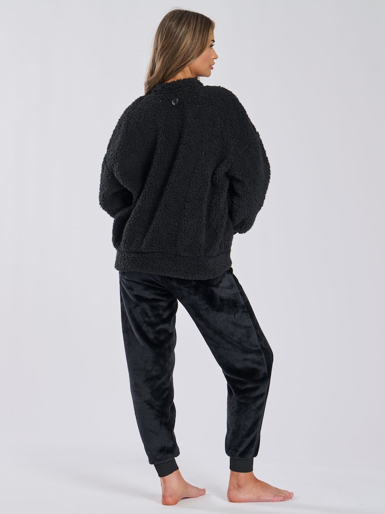 Loungeable Black Borg Removeable Snood Jumper and Luxury Fleece Jogger Lounge Set - Image 6 of 6