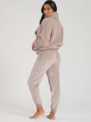 Loungeable Brown Borg Removeable Snood Jumper and Luxury Fleece Jogger Lounge Set - Image 2 of 5