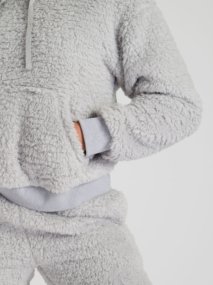 Loungeable grey Borg Hoodie and Jogger Lounge Set - Image 6 of 6