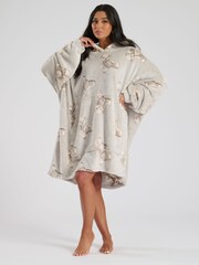 Loungeable Grey Teddy Bear Luxury Fleece Snuggle Hoodie - Image 1 of 4
