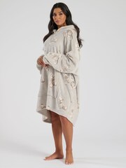 Loungeable Grey Teddy Bear Luxury Fleece Snuggle Hoodie - Image 2 of 4