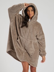 Loungeable Brown Sherpa Zip Through Snuggle Hoodie - Image 2 of 4