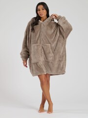 Loungeable Brown Sherpa Zip Through Snuggle Hoodie - Image 3 of 4