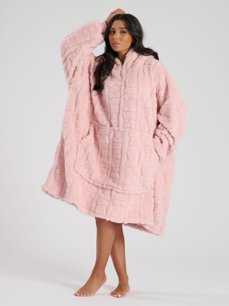Loungeable Pink Teddy Cut Sherpa Snuggle Hoodie - Image 2 of 5