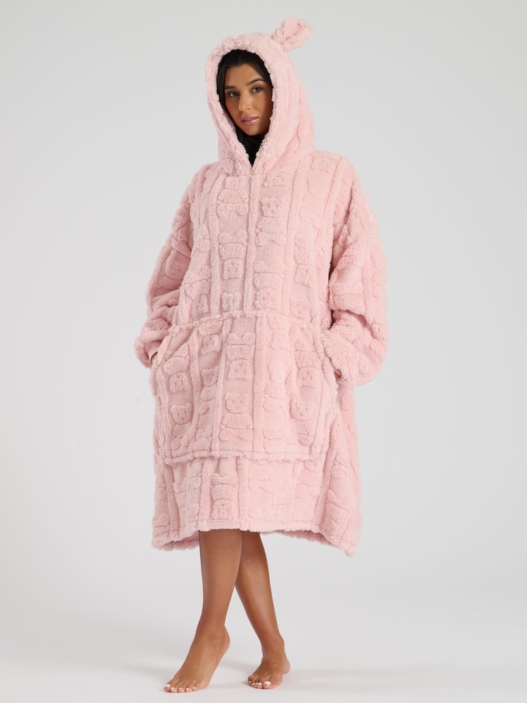 Loungeable Pink Teddy Cut Sherpa Snuggle Hoodie - Image 3 of 5