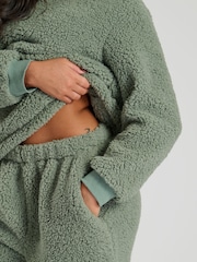 Loungeable Green Borg Jumper & Wide Leg Trousers Lounge Set - Image 6 of 6