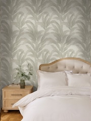 Linen Look A4 Wallpaper Sample Palm Print - Image 1 of 5