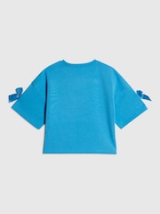 River Island Blue Premium Bow Boxy T-Shirt - Image 2 of 4
