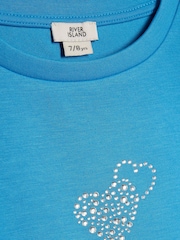 River Island Blue Premium Bow Boxy T-Shirt - Image 3 of 4