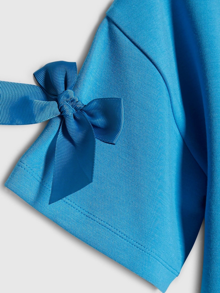 River Island Blue Premium Bow Boxy T-Shirt - Image 4 of 4 River Island Blue Premium Bow Boxy T-Shirt - Image 4 of 4