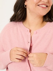 FatFace Mid Pink Selah Knitted Button Front Cardigan - Image 10 of 11