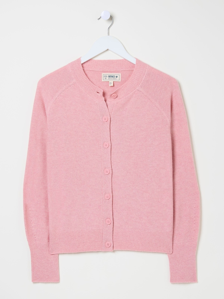 FatFace Mid Pink Selah Knitted Button Front Cardigan - Image 11 of 11