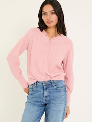 FatFace Mid Pink Selah Knitted Button Front Cardigan - Image 4 of 11