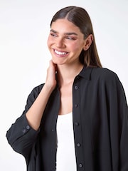 Roman Black Relaxed Smart Stretch Shirt - Image 4 of 5
