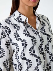 Roman Black Geometric Print Button Shirt - Image 5 of 5