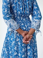 Roman Blue Paisley Print Frill Hem Maxi Dress - Image 5 of 5