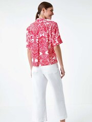 Roman Red Paisley Print Button Shirt - Image 3 of 5