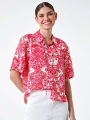 Roman Red Paisley Print Button Shirt - Image 4 of 5
