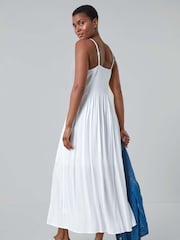 Roman White Lace Bodice Shirred Midi Dress - Image 3 of 5