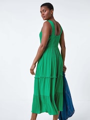 Roman Green Crochet Detail Cotton Blend Maxi Dress - Image 3 of 5