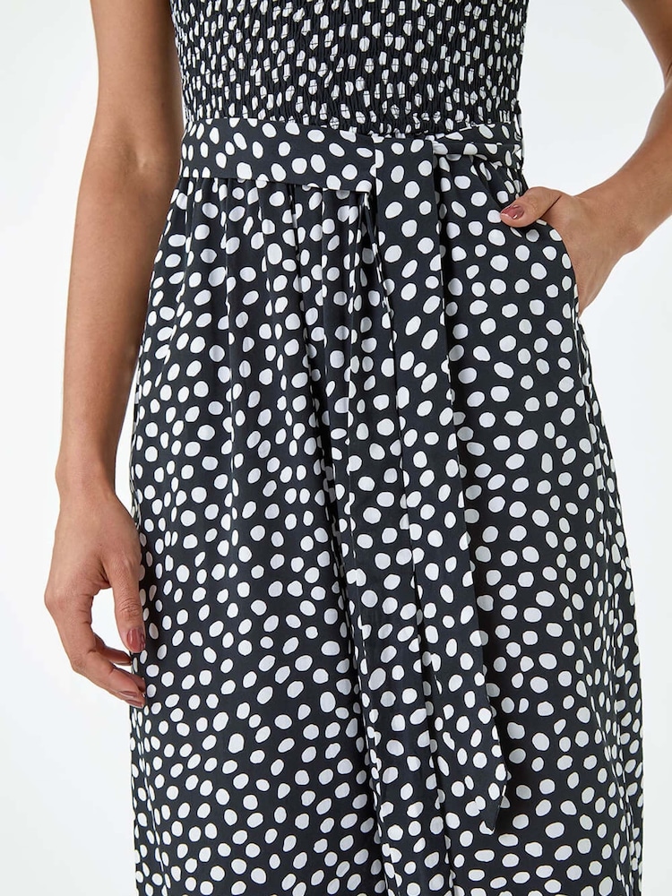 Dusk Polka Dot Shirred Stretch Bardot Jumpsuit - Изображение 5 из 5
