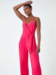 Оранжевый - Roman Tie Waist Pocket Detail Wrap Jumpsuit - Изображение 1 из 5