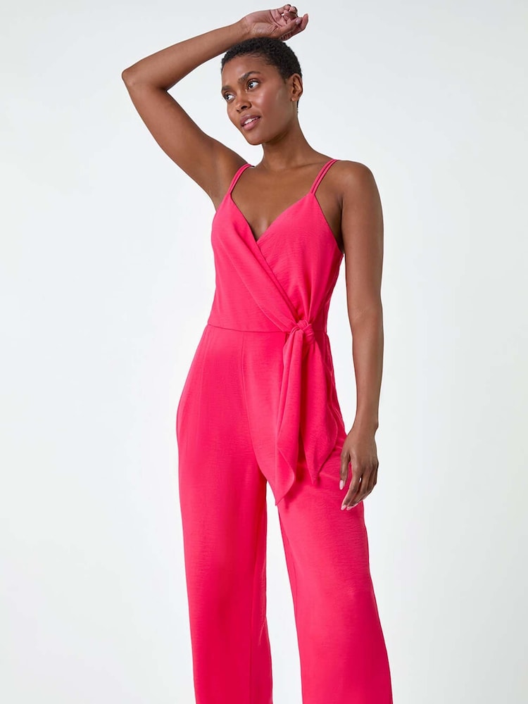 Оранжевый - Roman Tie Waist Pocket Detail Wrap Jumpsuit - Изображение 1 из 5