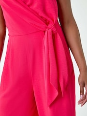Оранжевый - Roman Tie Waist Pocket Detail Wrap Jumpsuit - Изображение 5 из 5